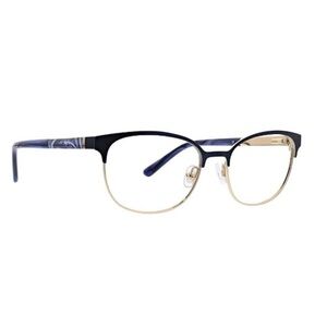 WOMENS VERA BRADLEY “CLEO” INDIO NAVY BLUE METAL FRAME EYEGLASS FRAMES WITH CASE